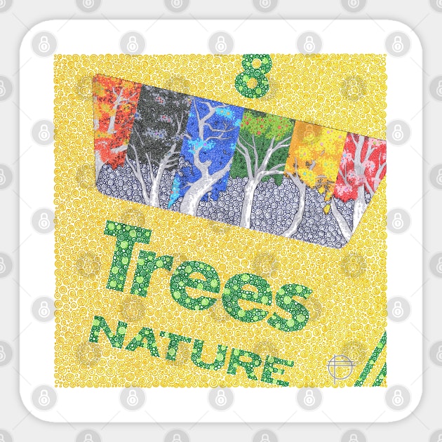 Colorful Trees Nature Collection Circle Design Sticker by pbdotman